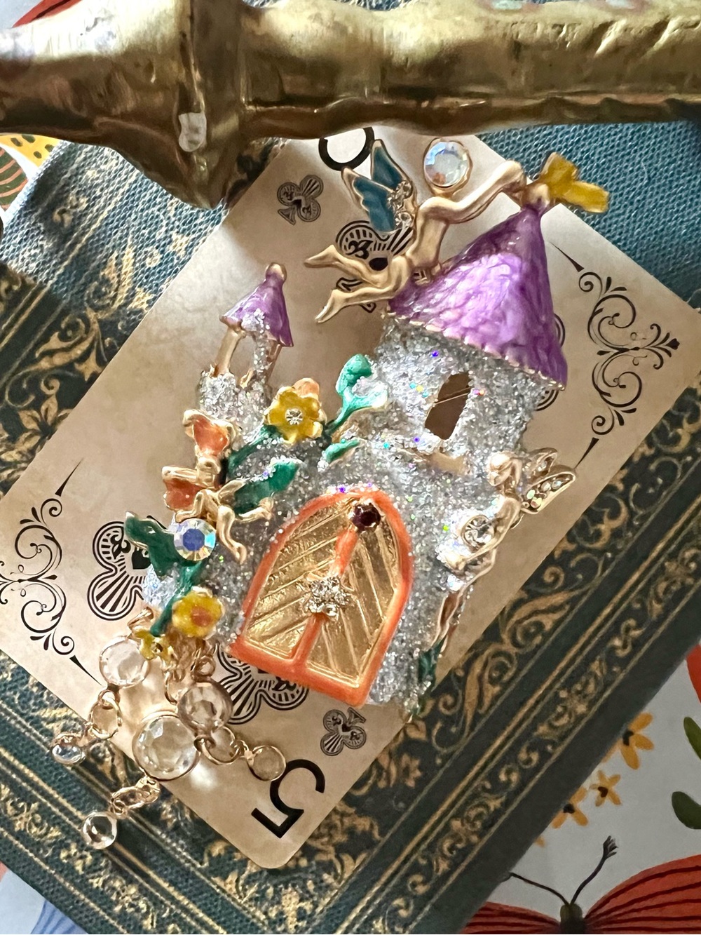 New! The “Fairy Tower” Rhinestone Fairycore Fantasy and Floral Brooch Pin